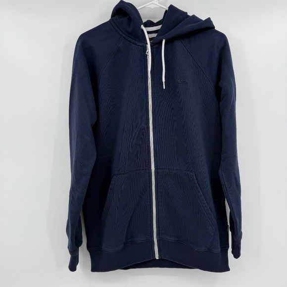 Quiksilver Hoodie Men Medium Blue Full Zip Fleece Sweater Skater Y2K Sweatshirt - Picture 1 of 13